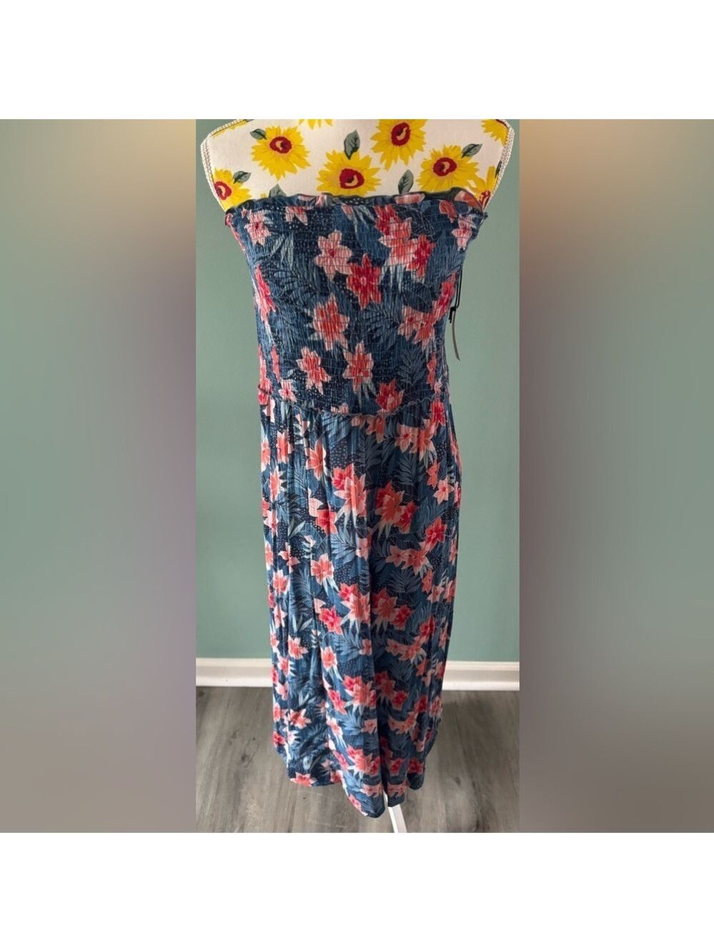 Vanilla Star 1X Sleeveless Romper Peach-Blue